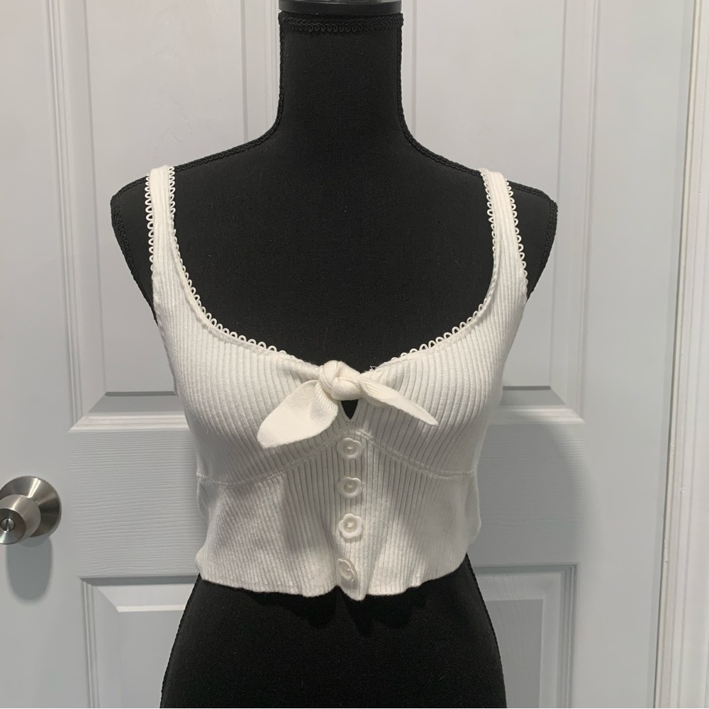 For Love and Lemons Pointelle Crop Tank Top